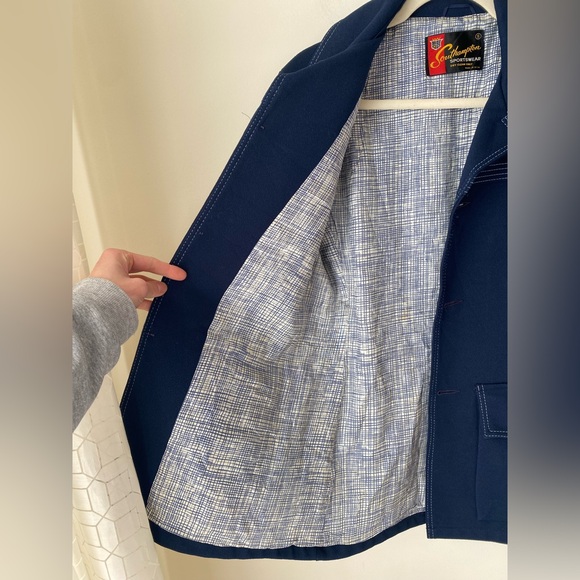 Vintage contrast stitching navy blazer - Picture 12 of 16